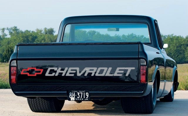 Chevy Tailgate Decal Bowtie W/Chevrolet - Red/Silver